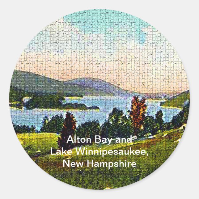 Alton Bay and Lake Winnipesaukee, New Hampshire Classic Round Sticker (Front)