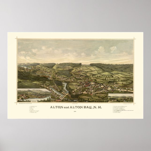 Alton, NH Panoramic Map - 1888 Poster (Front)