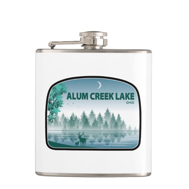 Alum Creek Lake Ohio Deer Hip Flask (Front)