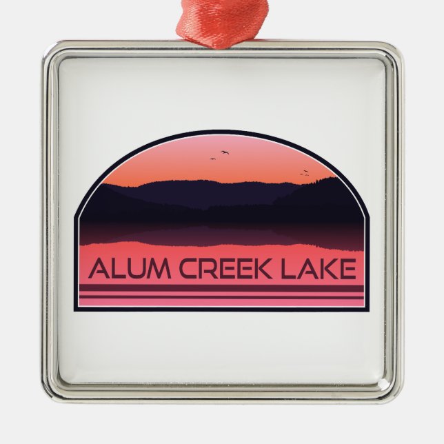 Alum Creek Lake Ohio Red Sunrise Metal Tree Decoration (Front)