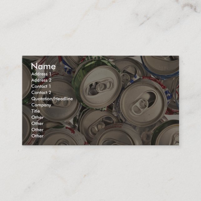 Aluminium cans, recycled business card (Front)