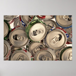 Aluminium cans, recycled poster
