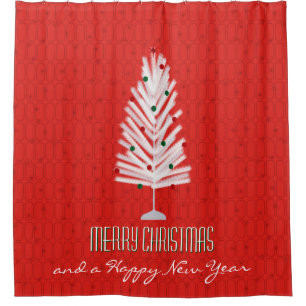 Aluminium Christmas Tree Red Shower Curtain