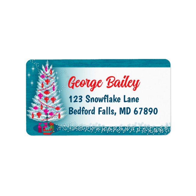 Aluminium Christmas Tree Return Address Labels (Front)
