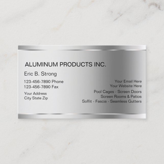 Aluminium Construction Business Cards (Front)