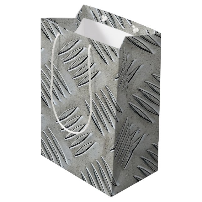 Aluminium Diamond Pattern Medium Gift Bag (Back Angled)
