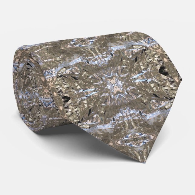 Aluminium Foil Crinkled Wrapper Abstract Art Tie (Rolled)