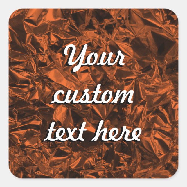 Aluminium Foil Design in Copper Orange Square Sticker (Front)