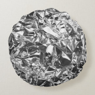 Aluminium Foil Design Silver Colour Round Cushion