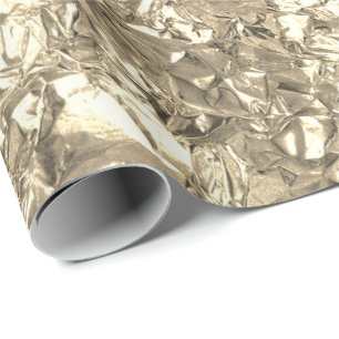 Aluminium Foil Gold Faux Champaign Wrinkled Wrapping Paper