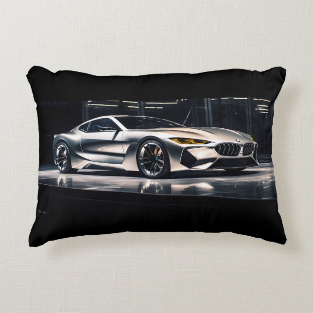 aluminium futuristic race car decorative cushion (Front)