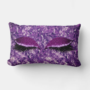 Aluminium Metallic Winkled Amethyst Makeup Lashes Lumbar Cushion