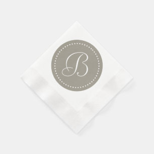 Aluminium Silver Grey/White Dot Monogram Napkin