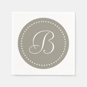 Aluminium Silver Grey/White Dot Monogram Napkin
