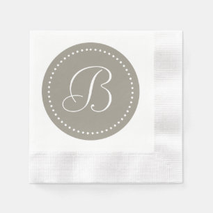 Aluminium Silver Grey/White Dot Monogram Napkin