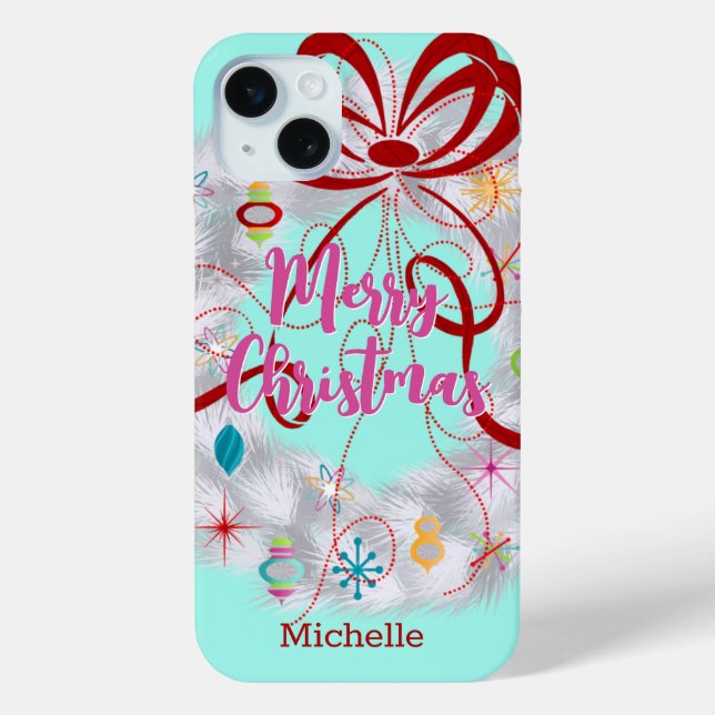 Aluminium Wreath Retro Christmas Case-Mate iPhone Case (Back)