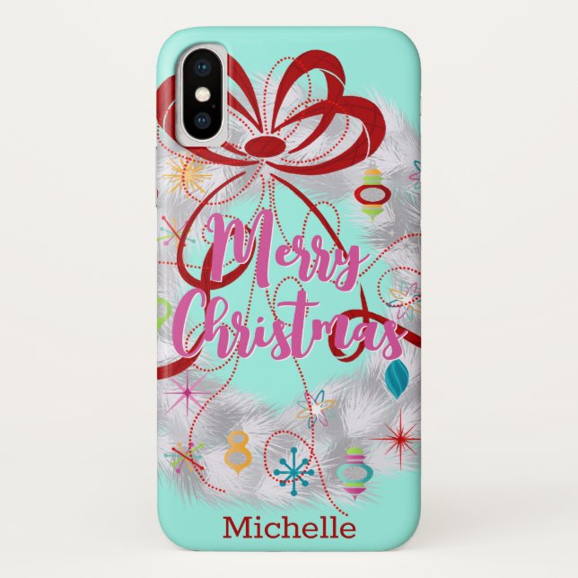 Aluminium Wreath Retro Christmas  Case-Mate iPhone Case (Back)