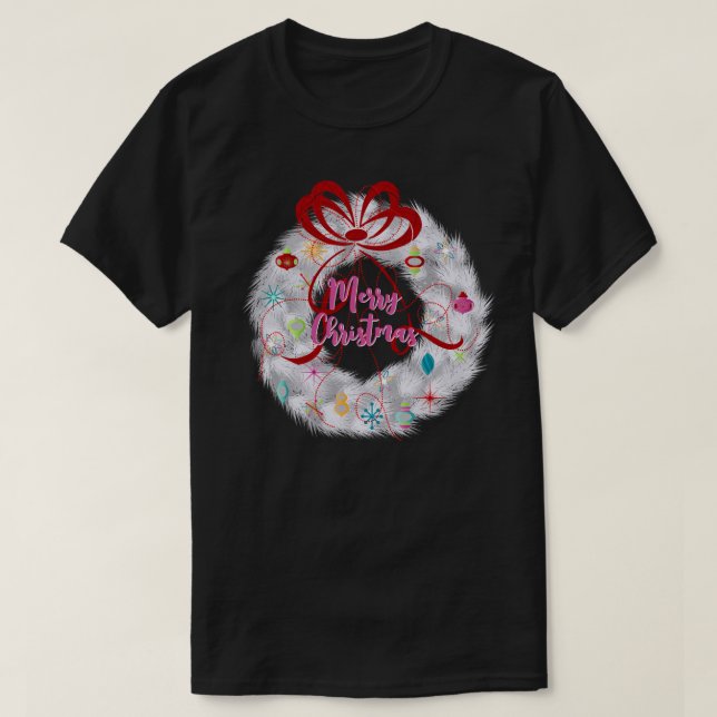Aluminium Wreath Retro Christmas T-Shirt (Design Front)