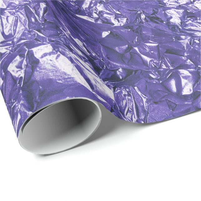 Aluminum Foil Blue Purple Metallic Wrinkled Wrapping Paper (Roll Corner)