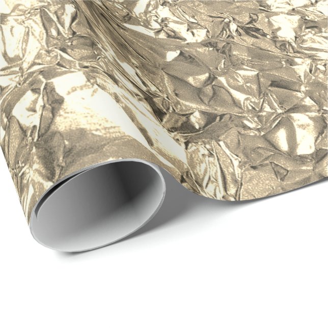 Aluminum Foil Gold Faux Champaign Wrinkled Wrapping Paper (Roll Corner)