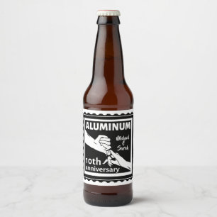 ALUMINUM traditional 10th wedding anniversary gift Beer Bottle Label