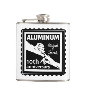 ALUMINUM traditional 10th wedding anniversary gift Hip Flask