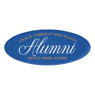 Alumni Blue Gold High School Custom Name Tag