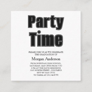 Alumni Font Black White Grad Party Card