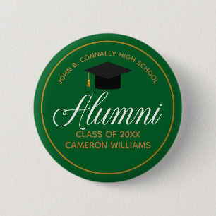 Alumni Green Gold High School Custom Name Tag 6 Cm Round Badge
