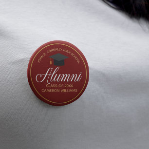 Alumni Maroon Gold High School Custom Name Tag 6 Cm Round Badge