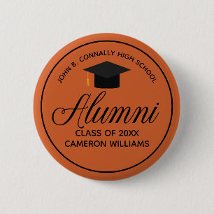 Alumni Orange High School Reunion Custom Name Tag 6 Cm Round Badge