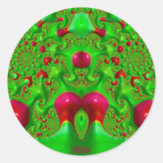ALVA ~ CHRISTMAS Shades Fractal ~   Classic Round Sticker
