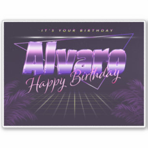 Alvaro Name First name lila retro Sticker Birthday