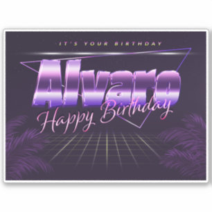 Alvaro Name Vorname lila retro Sticker Geburtstag