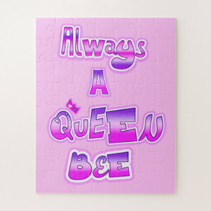 Always a queen bee baby pink jigsaw puzzle