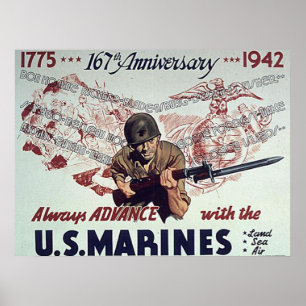 Always Advance With U.S. Marines Poster