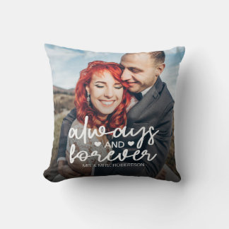 Always and forever couple custom photo valentine cushion