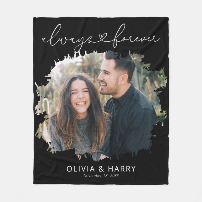 Always and Forever Couple Wedding Photo Fleece Blanket (Front)