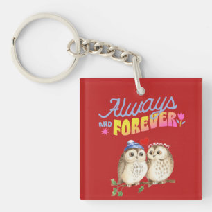 Always And Forever Cute Owls in Love Key Ring
