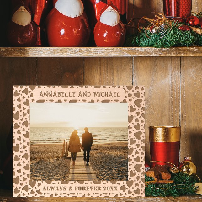 Always And Forever Love Hearts Couple Photo 10x8 Etched Frames (In Situ)