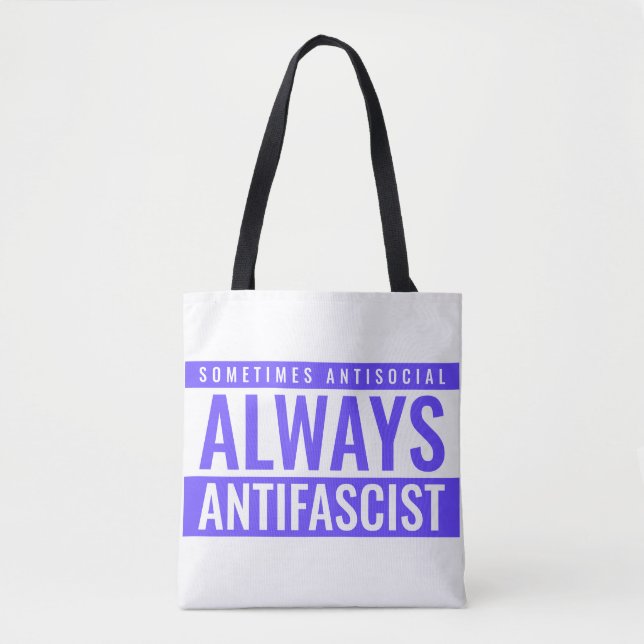 Always Antifascist Tote Bag – Blue Text Bold (Front)