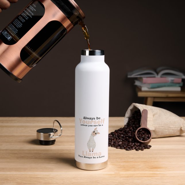 Always Be a Llama Animal Lover Water Bottle (Coffee)