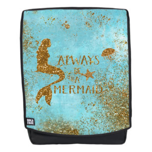 Always be a mermaid- gold glitter mermaid vision backpack