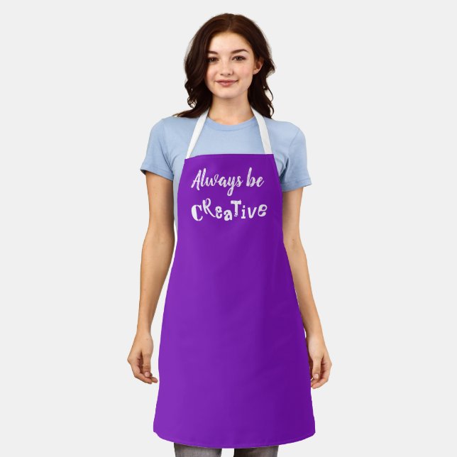 Always Be Creative Purple Apron (Worn)