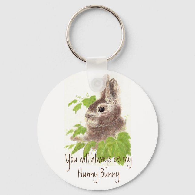 Always be my Hunny Bunny Rabbit Quote Key Ring (Front)
