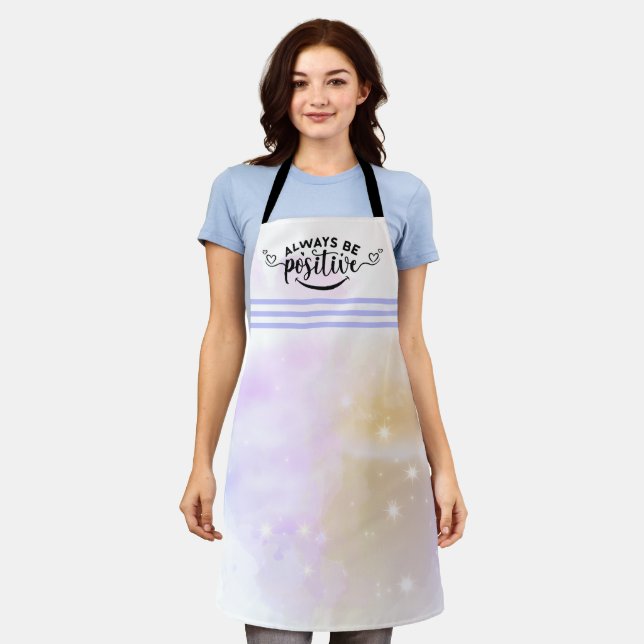 Always Be Positive Purple Yellow  Apron (Worn)