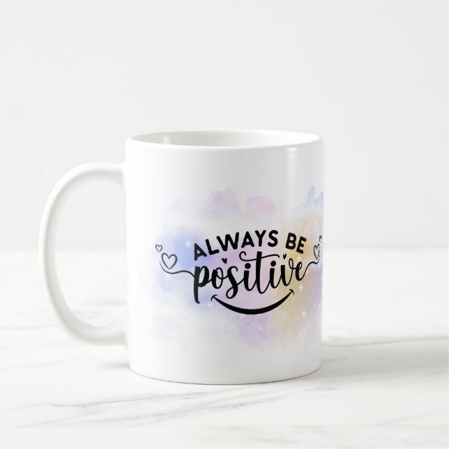 Always Be Positive Purple Yellow  Coffee Mug (Left)