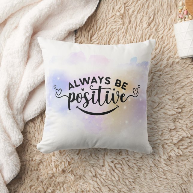 Always Be Positive Purple Yellow  Cushion (Blanket)