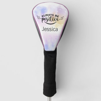 Always Be Positive Purple Yellow Golf Head Cover