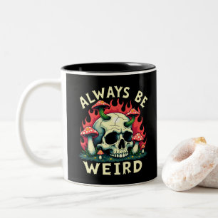 Always Be Weird Skull Retro Mushroom Psychedel Two-Tone Coffee Mug